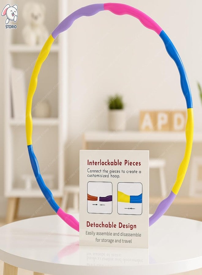 Storio Adjustable Hula Hoop for Kids & Adults | 8-Piece Interlocking Fitness Ring for Exercise & Fun | Hula Hoop Toy for Boys, Girls & Women Workout Use | Multicolor Weighted Hoop - Image 2